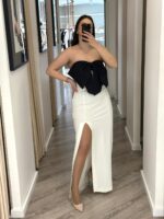 VESTIDO BRANCO COM LAÇO PRETO RINASCIMENTO - Image 2