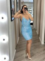 VESTIDO CURTO AZUL COM LANTEJOULAS PONTO CHIC - Image 2