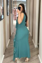 VESTIDO LONGO VERDE COM FOLHO FRONTAL RINASCIMENTO - Image 5