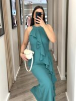 VESTIDO LONGO VERDE COM FOLHO FRONTAL RINASCIMENTO - Image 3