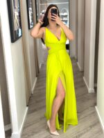 VESTIDO LONGO VERDE LIMA COM DECOTE EM V PONTO CHIC - Image 2