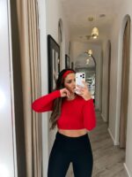 TOP CROPPED VERMELHO MANGA COMPRIDA PONTO CHIC