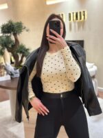 CAMISOLA CREME COM BOLAS PRETAS PONTO CHIC - Image 4