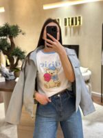 T-SHIRT BRANCA COM URSO ONLY GOOD VIBES DIXIE