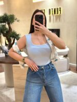 TOP AZUL CLARO EM MALHA PONTO CHIC