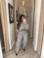 CALÇA CINZA EM MALHA PONTO CHIC