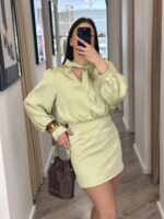 VESTIDO CURTO VERDE SECO COM RENDA NAS COSTAS PONTO CHIC