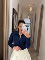 CAMISA AZUL EM MALHA FLUIDA DIXIE