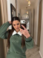 CONJUNTO VERDE MILITAR GOLA CAMISEIRO PONTO CHIC