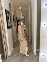 VESTIDO CAMISEIRO EM RENDA BEGE COM CINTO PONTO CHIC - Image 5