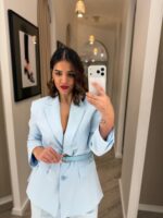 BLAZER AZUL BEBÉ DE ALFAIATARIA COM CINTO IMPERIAL