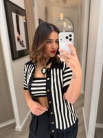 TOP PRETO E BRANCO ÀS RISCAS EM MALHA LANÇA PERFUME - Image 2