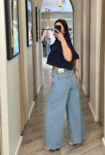 CALÇAS DE GANGA WIDE LEG COM CINTO ROSA DENIM DIXIE - Image 5