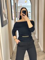 CAMISOLA PRETA COM DECOTE DRAPEADO RINASCIMENTO - Image 4