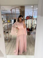 VESTIDO COMPRIDO ROSA COM SAIA PLISSADA PONTO CHIC - Image 2