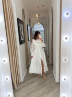 VESTIDO CAMISEIRO BRANCO FLORAL COM CINTO PONTO CHIC - Image 3