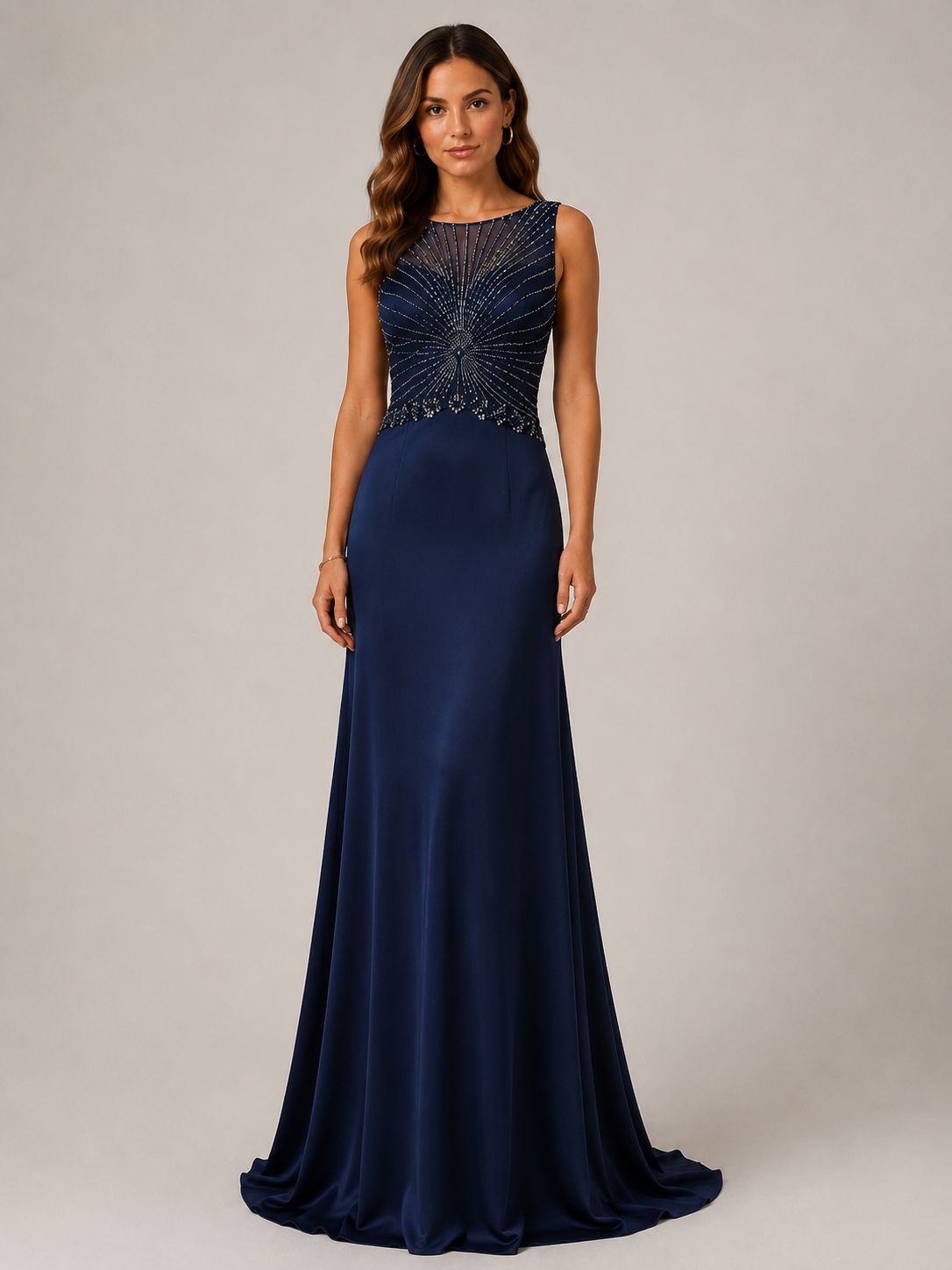 WhatsApp Image 2026-05-28 at 17.50.31 VESTIDO COMPRIDO AZUL MARINHO COM CORPETE BORDADO PONTO CHIC - Image 1