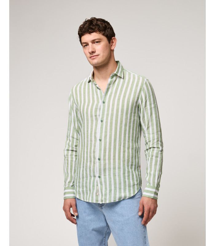 camicia-a-righe-in-lino (2) CAMISA VERDE ÀS RISCAS GIANNI LUPO - Image 1
