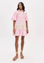 VESTIDO ROSA COM RENDA E MANGA ABALONADA LANÇA PERFUME - Image 2