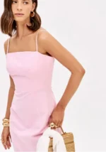 VESTIDO MIDI ROSA COM ALÇAS FINAS LANÇA PERFUME - Image 3