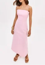 VESTIDO MIDI ROSA COM ALÇAS FINAS LANÇA PERFUME - Image 2