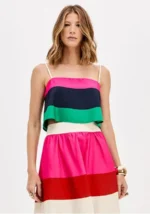 TOP CROPPED ROSA VERDE E AZUL LANÇA PERFUME