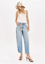 CALÇA DE GANGA AZUL CLARO COM LENÇO LANÇA PERFUME