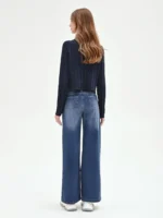 CALÇA DE GANGA WIDE LEG AZUL COM LAVAGEM SUAVE RINASCIMENTO - Image 3
