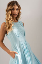 VESTIDO MIDI AZUL COM PREGAS FERRACHE - Image 4