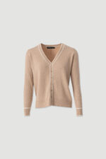CARDIGAN DE MALHA BEGE CANELADA FERRACHE