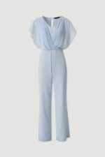 MACACÃO AZUL FLUÍDO COM DECOTE DRAPEADO FERRAGE