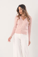 CARDIGAN DE MALHA ROSA CANELADA FERRACHE