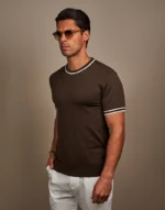 T-SHIRT TRICOT BICOLOR CACAU ZOLF