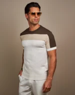 T-SHIRT TRICOT TRICOLOR CACAU ZOLF