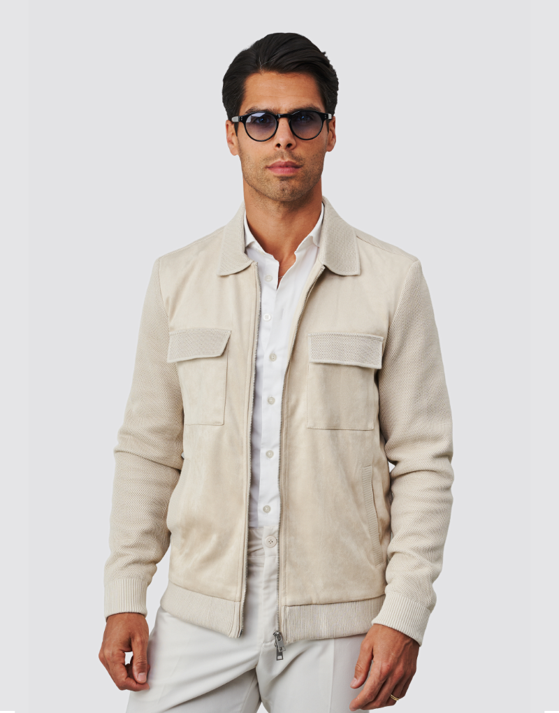 264504001_Casaco-Combinado-Eco-Pele_3 CASACO COMBINADO ECO PELE BEGE ZOLF - Image 1