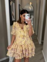 VESTIDO AMARELO FLORAL COM FOLHOS PONTO CHIC - Image 2