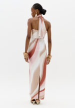 VESTIDO ROSA E CAMEL ACETINADO COM DETALHE DOURADO LANÇA PERFUME - Image 6