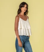 TOP CRU COM BORDADO INGLÊS E FOLHOS RUGA - Image 2