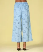 CALÇA CULOTE AZUL COM BORDADO INGLÊS RUGA - Image 2