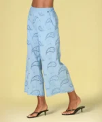 CALÇA CULOTE AZUL COM BORDADO INGLÊS RUGA - Image 4