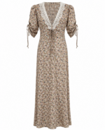VESTIDO COMPRIDO ESTAMPADO FLORAL COM RENDA IMPERIAL