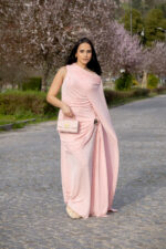 VESTIDO ROSA DRAPEADO COM DETALHE METÁLICO PONTO CHIC - Image 2