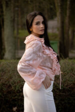 BLUSA ROSA COM FOLHOS E MANGA FLUIDA PONTO CHIC - Image 3