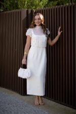 VESTIDO MIDI CRU COM SOBREPOSIÇÃO EM TULE BORDADO PONTO CHIC - Image 3