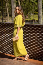 VESTIDO MIDI VERDE OLIVA COM NÓ FRONTAL PONTO CHIC - Image 3