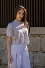 TOP DE RENDA CINZA IMPERIAL