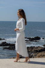 VESTIDO MIDI BRANCO DRAPEADO COM FRANZIDO PONTO CHIC - Image 5