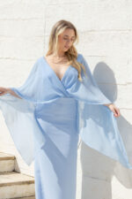 VESTIDO COMPRIDO AZUL SOBREPOSIÇÃO ESTILO CAPA  PONTO CHIC - Image 3