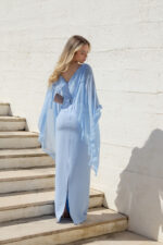 VESTIDO COMPRIDO AZUL SOBREPOSIÇÃO ESTILO CAPA  PONTO CHIC - Image 5