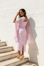 VESTIDO MIDI ROSA COM MANGA FLUIDA PONTO CHIC - Image 6